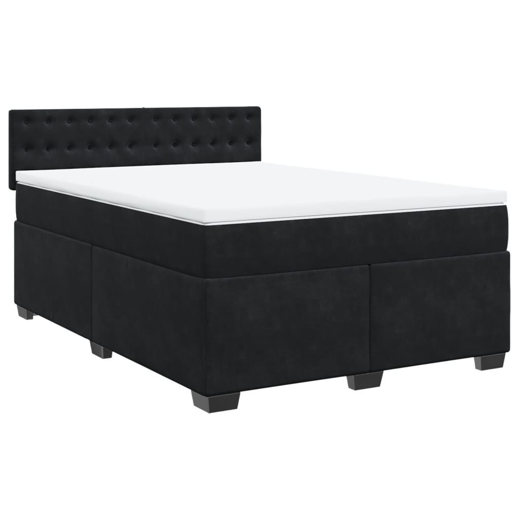 Boxspring met matras fluweel zwart 140x190 cm Bedden & bedframes | Creëer jouw Trendy Thuis | Gratis bezorgd & Retour | Trendy.nl