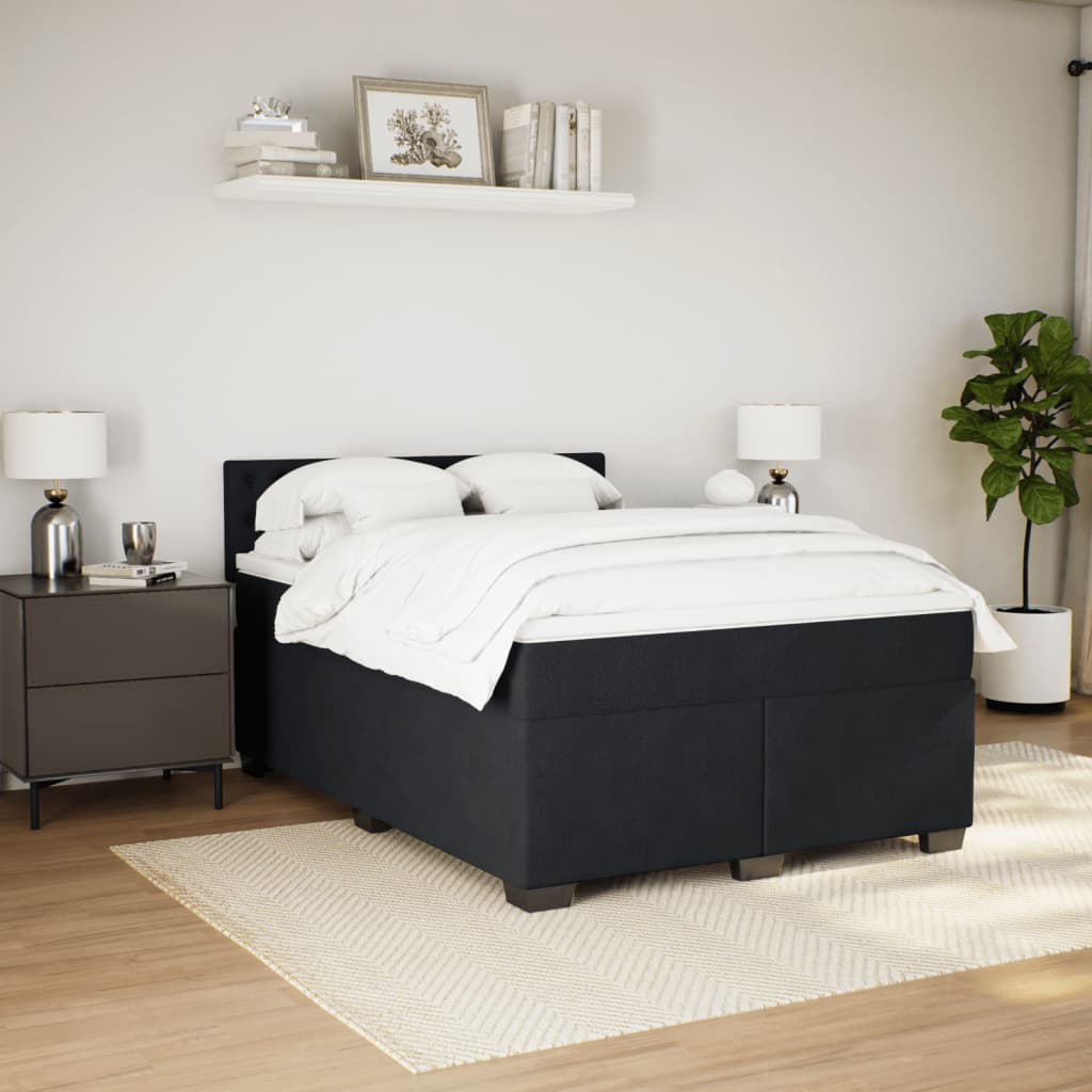 Boxspring met matras fluweel zwart 140x190 cm Bedden & bedframes | Creëer jouw Trendy Thuis | Gratis bezorgd & Retour | Trendy.nl