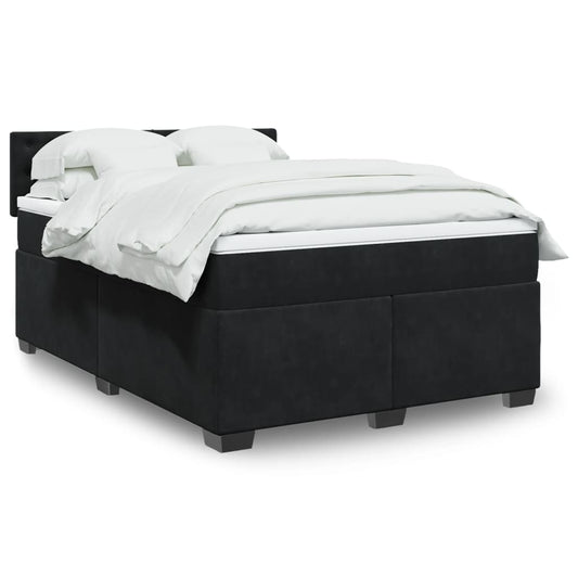 Boxspring met matras fluweel zwart 140x190 cm Bedden & bedframes | Creëer jouw Trendy Thuis | Gratis bezorgd & Retour | Trendy.nl