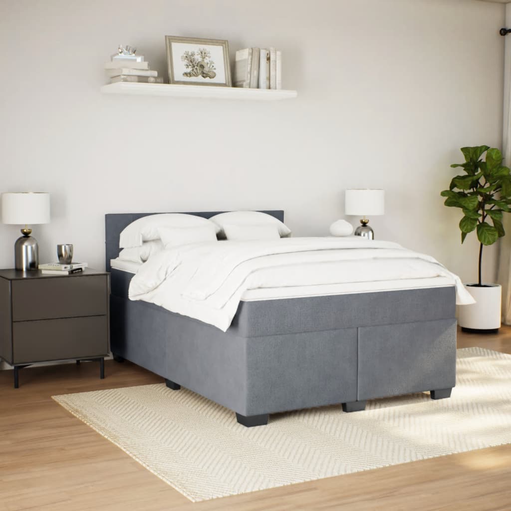 Boxspring met matras fluweel donkergrijs 140x200 cm Bedden & bedframes | Creëer jouw Trendy Thuis | Gratis bezorgd & Retour | Trendy.nl