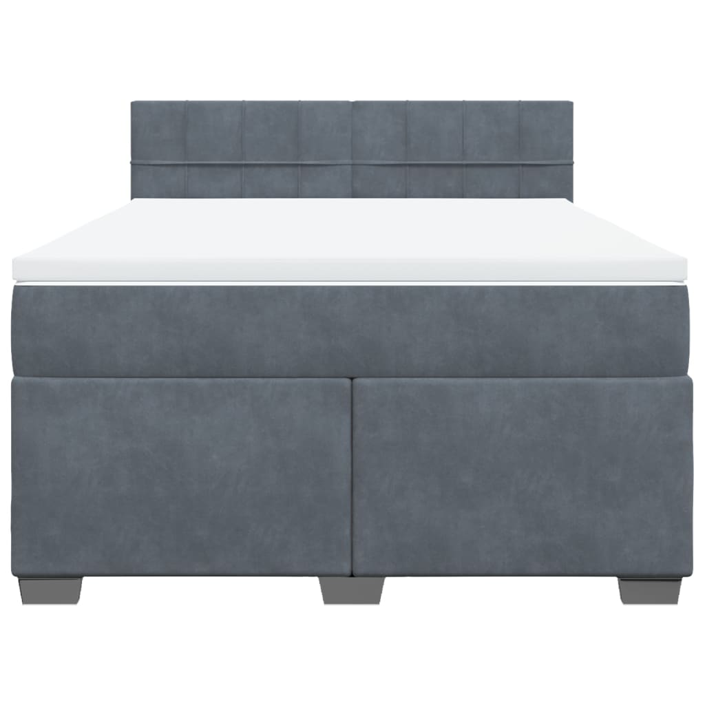 Boxspring met matras fluweel donkergrijs 140x200 cm Bedden & bedframes | Creëer jouw Trendy Thuis | Gratis bezorgd & Retour | Trendy.nl