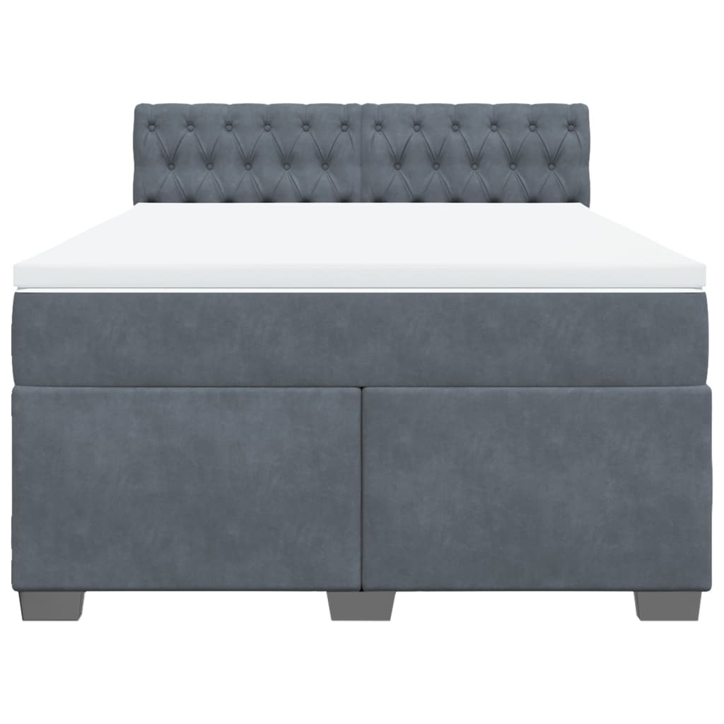 Boxspring met matras fluweel donkergrijs 140x200 cm Bedden & bedframes | Creëer jouw Trendy Thuis | Gratis bezorgd & Retour | Trendy.nl