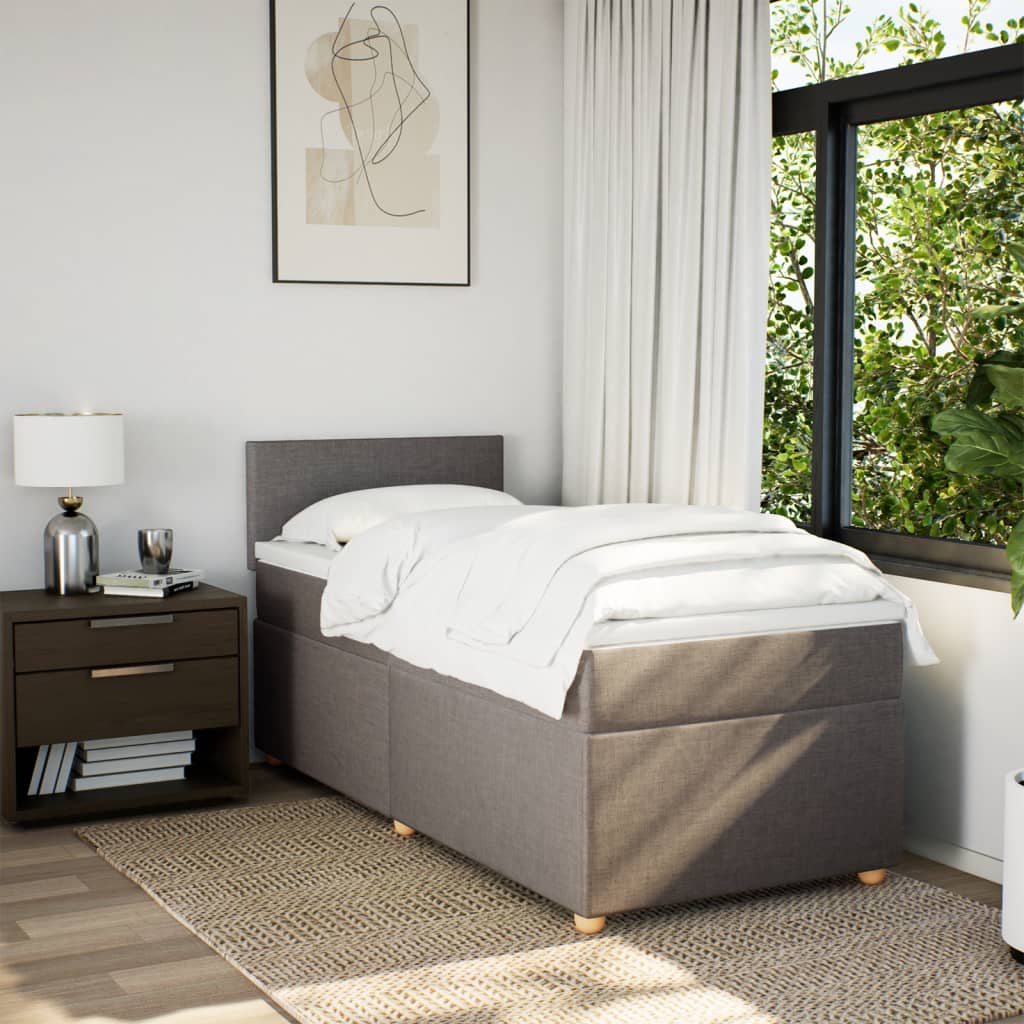 Boxspring met matras stof taupe 90x190 cm Bedden & bedframes | Creëer jouw Trendy Thuis | Gratis bezorgd & Retour | Trendy.nl