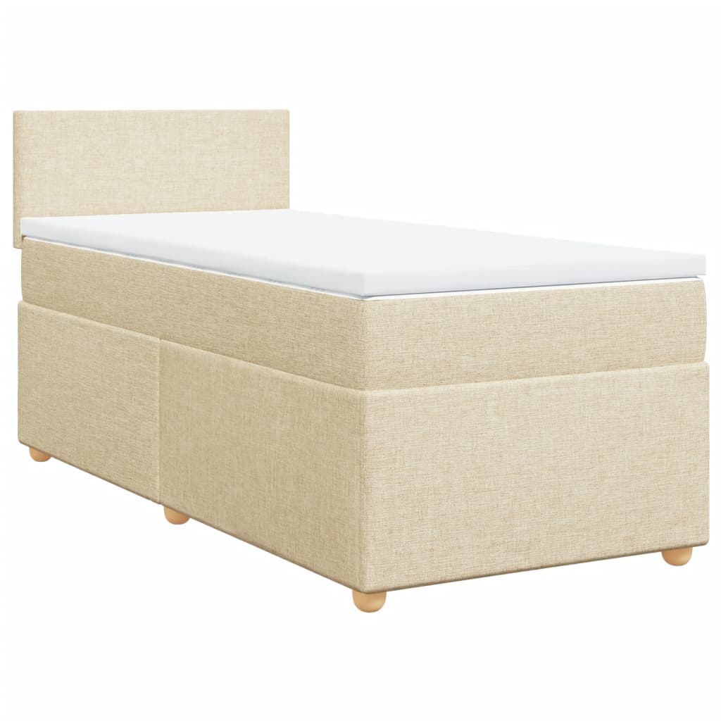 Boxspring met matras stof crèmekleurig 90x190 cm Bedden & bedframes | Creëer jouw Trendy Thuis | Gratis bezorgd & Retour | Trendy.nl