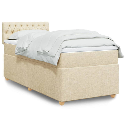 Boxspring met matras stof crèmekleurig 90x190 cm Bedden & bedframes | Creëer jouw Trendy Thuis | Gratis bezorgd & Retour | Trendy.nl