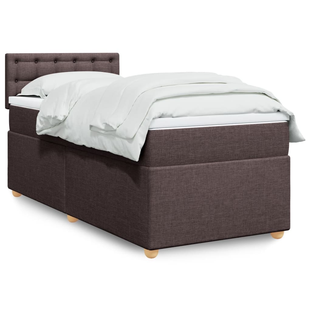 Boxspring met matras stof donkerbruin 90x190 cm Bedden & bedframes | Creëer jouw Trendy Thuis | Gratis bezorgd & Retour | Trendy.nl