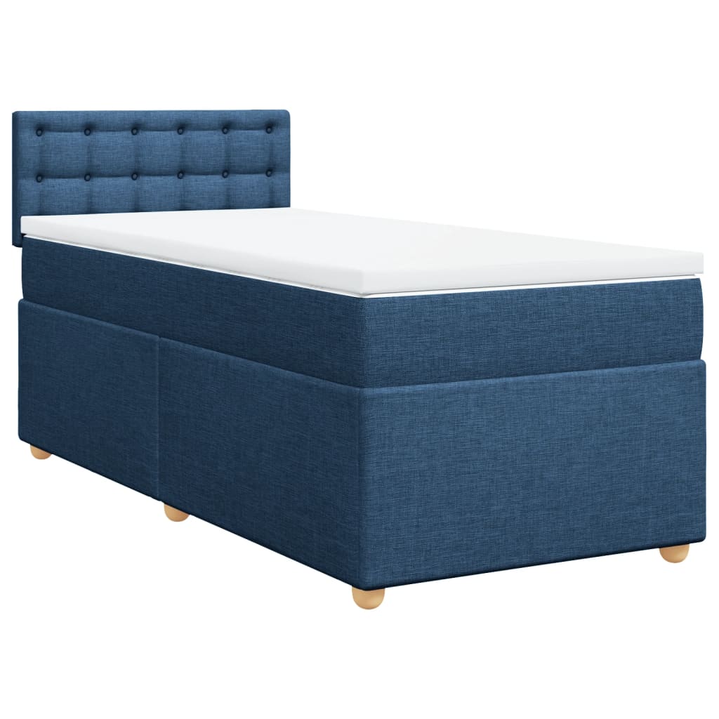 Boxspring met matras stof blauw 90x190 cm