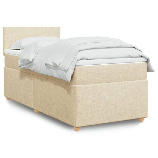 Boxspring met matras stof crèmekleurig 90x200 cm Bedden & bedframes | Creëer jouw Trendy Thuis | Gratis bezorgd & Retour | Trendy.nl