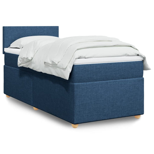 Boxspring met matras stof blauw 90x200 cm Bedden & bedframes | Creëer jouw Trendy Thuis | Gratis bezorgd & Retour | Trendy.nl