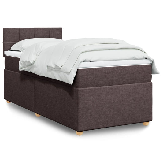 Boxspring met matras stof donkerbruin 90x200 cm Bedden & bedframes | Creëer jouw Trendy Thuis | Gratis bezorgd & Retour | Trendy.nl