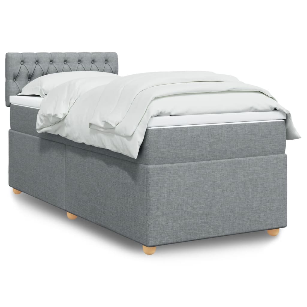 Boxspring met matras stof lichtgrijs 90x200 cm Bedden & bedframes | Creëer jouw Trendy Thuis | Gratis bezorgd & Retour | Trendy.nl