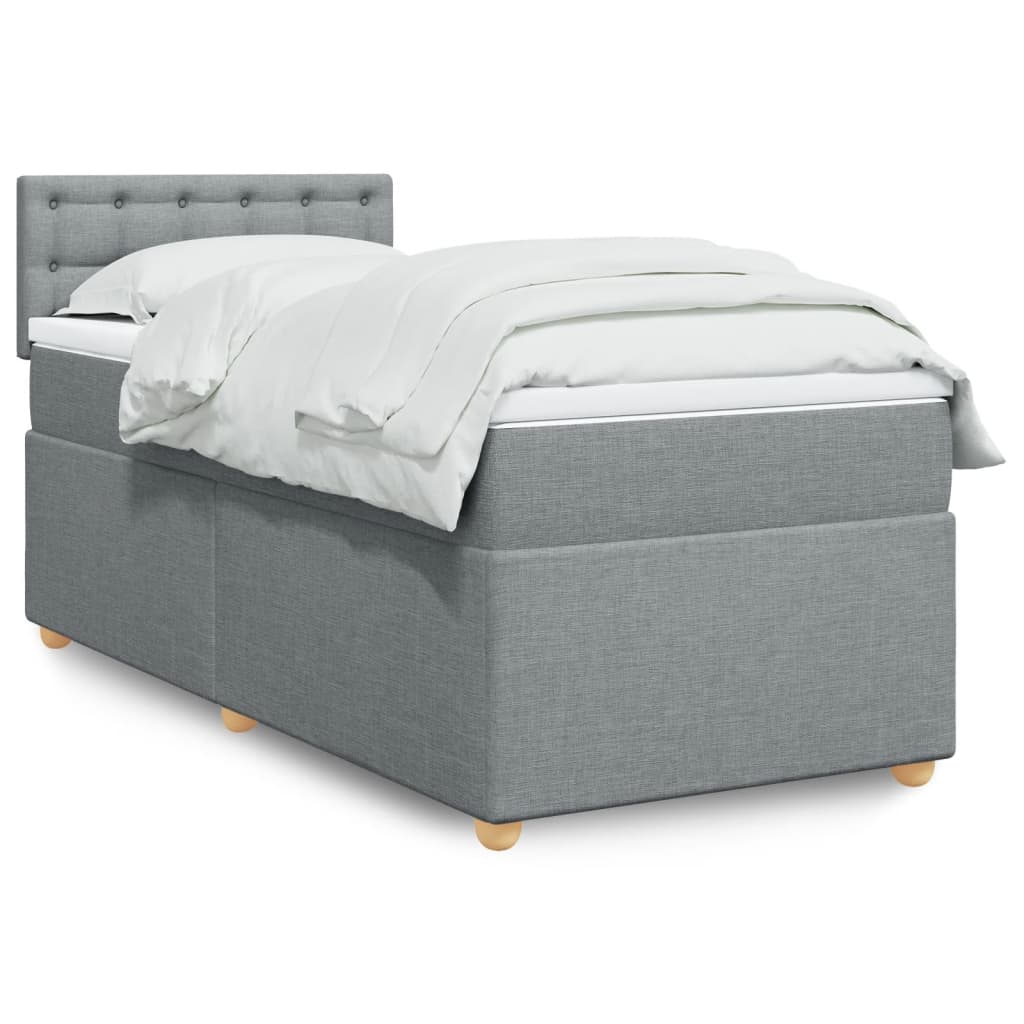 Boxspring met matras stof lichtgrijs 90x200 cm Bedden & bedframes | Creëer jouw Trendy Thuis | Gratis bezorgd & Retour | Trendy.nl