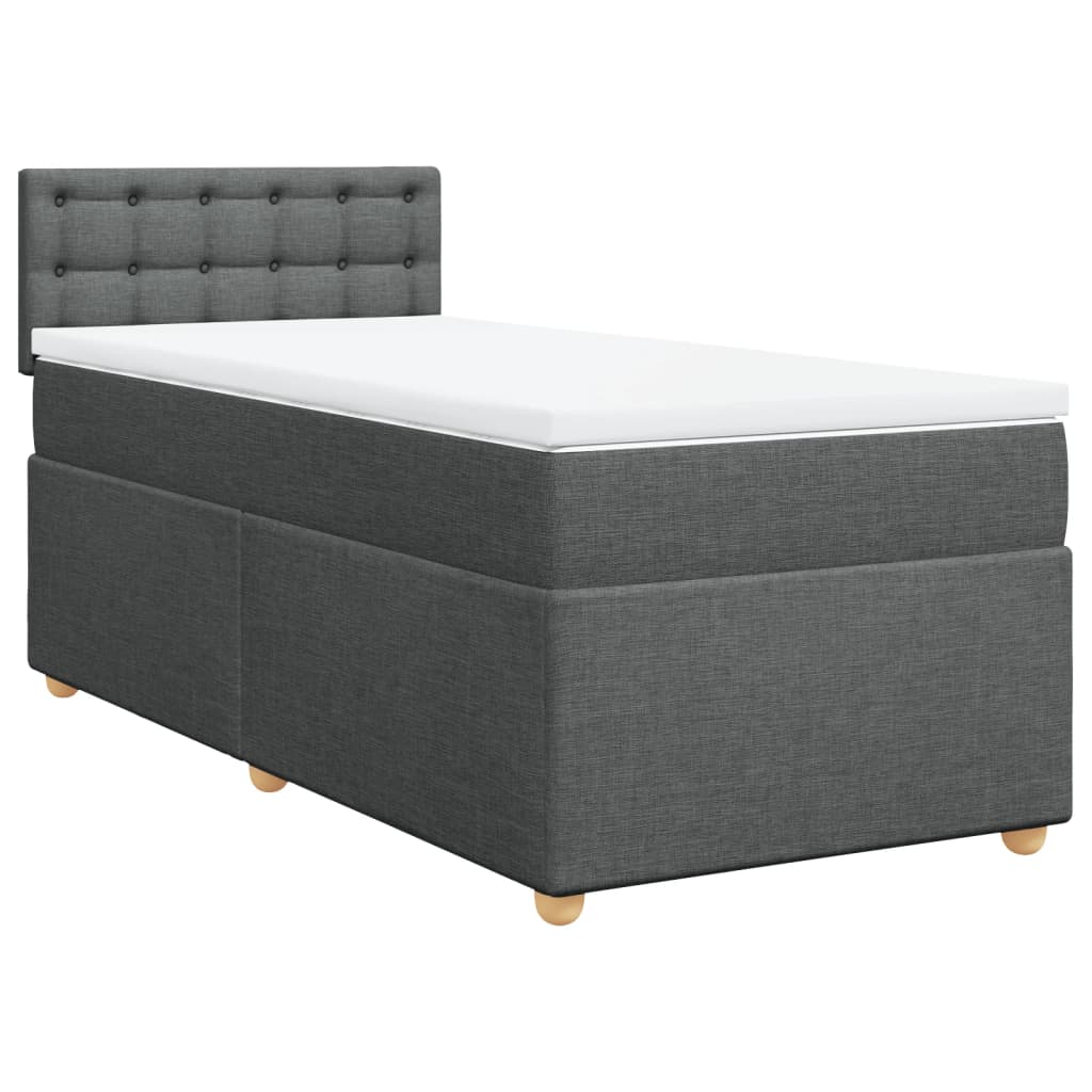 Boxspring met matras stof donkergrijs 90x200 cm Bedden & bedframes | Creëer jouw Trendy Thuis | Gratis bezorgd & Retour | Trendy.nl