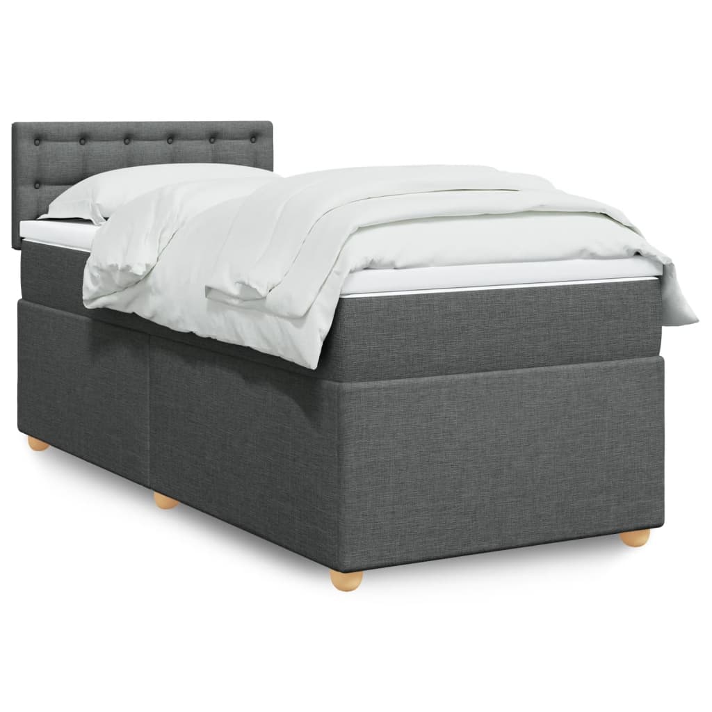 Boxspring met matras stof donkergrijs 90x200 cm Bedden & bedframes | Creëer jouw Trendy Thuis | Gratis bezorgd & Retour | Trendy.nl