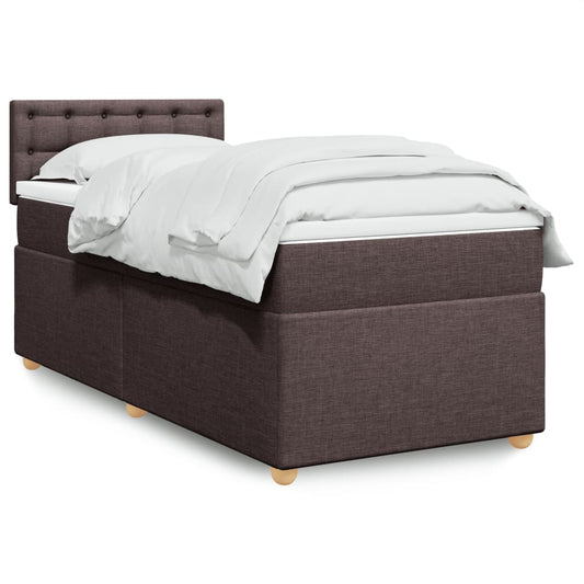 Boxspring met matras stof donkerbruin 90x200 cm Bedden & bedframes | Creëer jouw Trendy Thuis | Gratis bezorgd & Retour | Trendy.nl