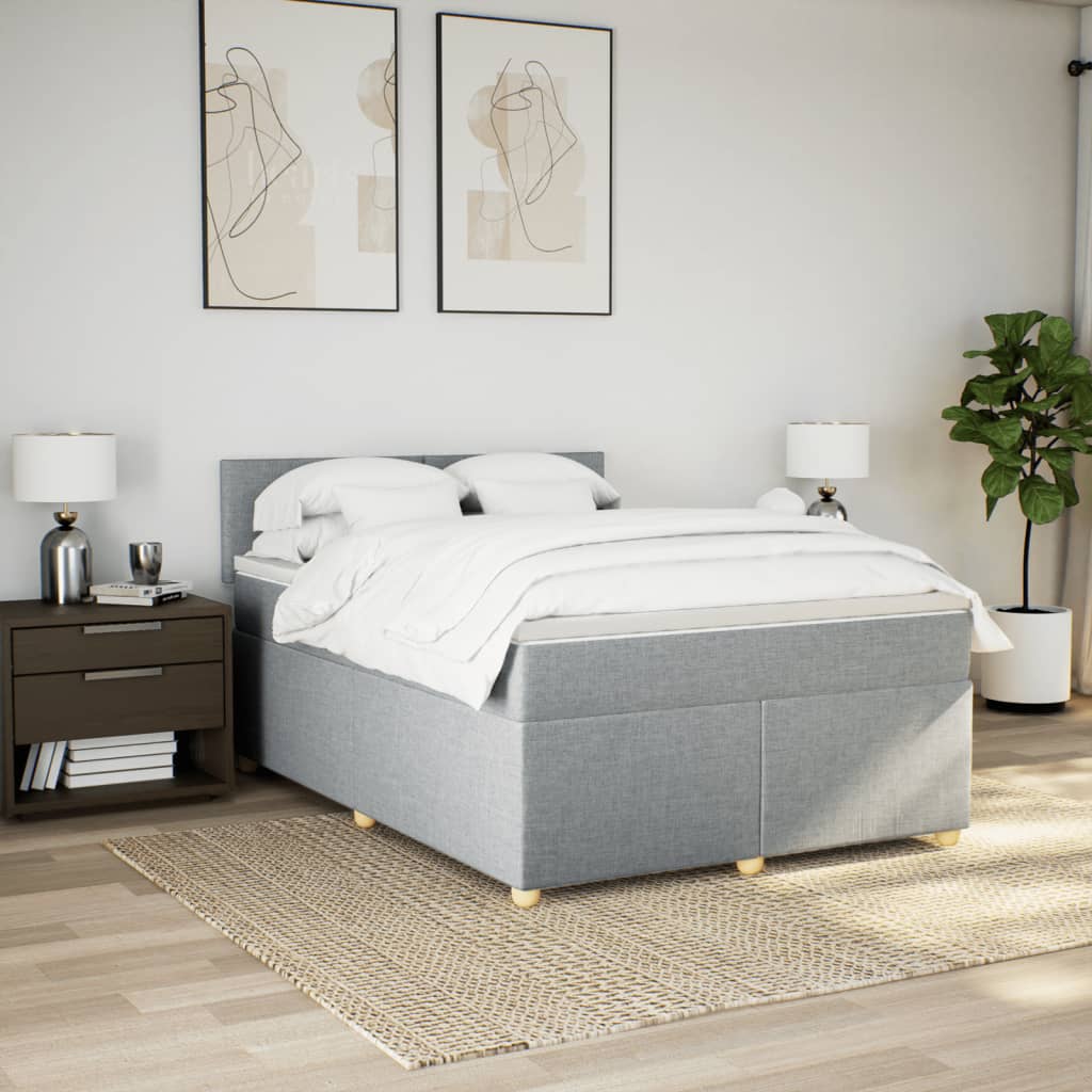 Boxspring met matras stof lichtgrijs 140x190 cm Bedden & bedframes | Creëer jouw Trendy Thuis | Gratis bezorgd & Retour | Trendy.nl