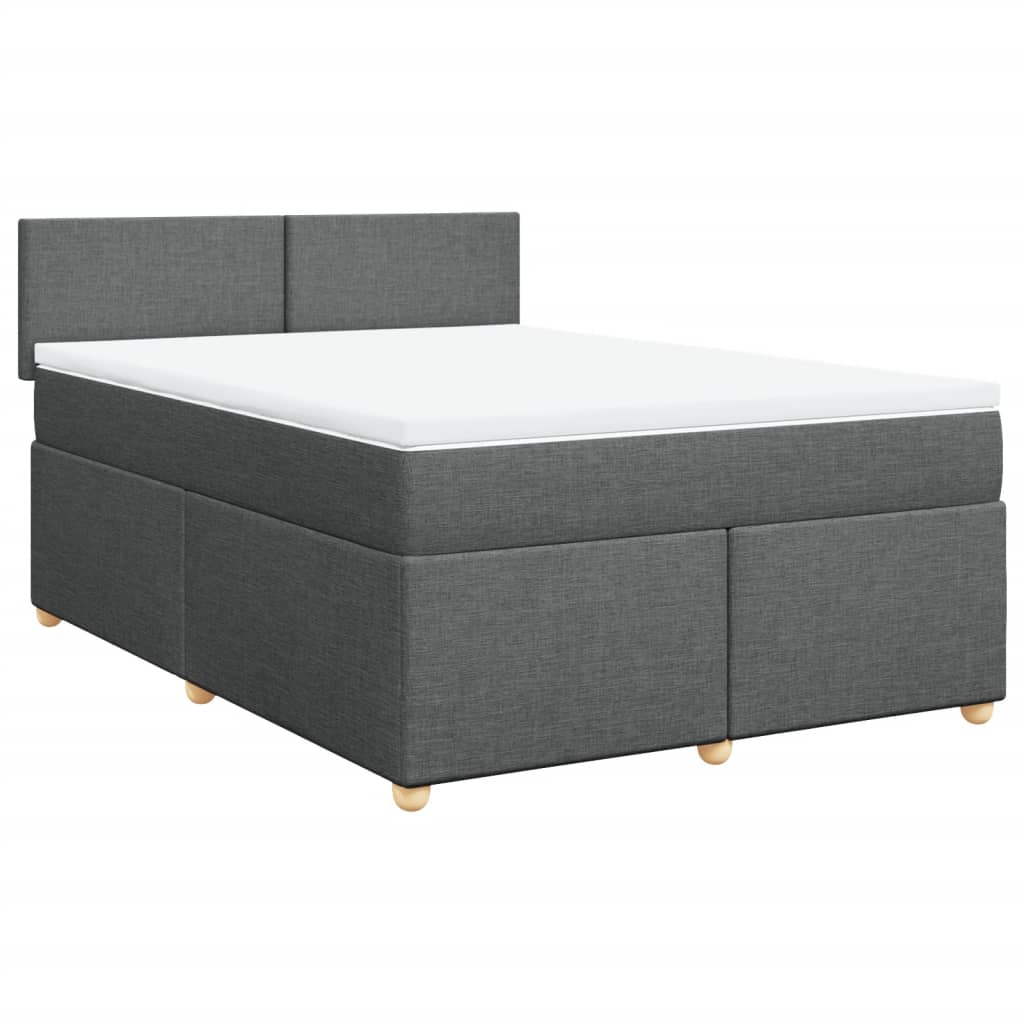 Boxspring met matras stof donkergrijs 140x190 cm Bedden & bedframes | Creëer jouw Trendy Thuis | Gratis bezorgd & Retour | Trendy.nl