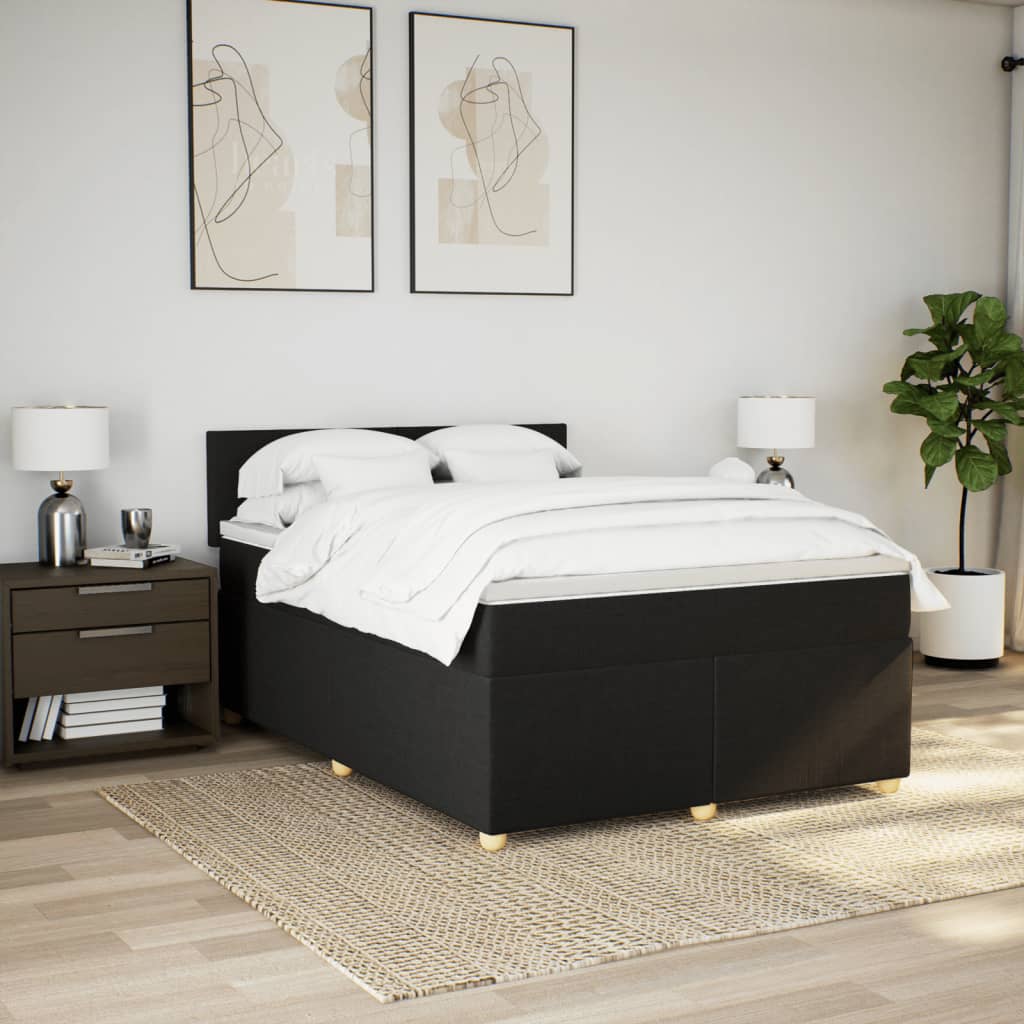 Boxspring met matras stof zwart 140x190 cm Bedden & bedframes | Creëer jouw Trendy Thuis | Gratis bezorgd & Retour | Trendy.nl