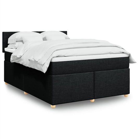 Boxspring met matras stof zwart 140x190 cm Bedden & bedframes | Creëer jouw Trendy Thuis | Gratis bezorgd & Retour | Trendy.nl