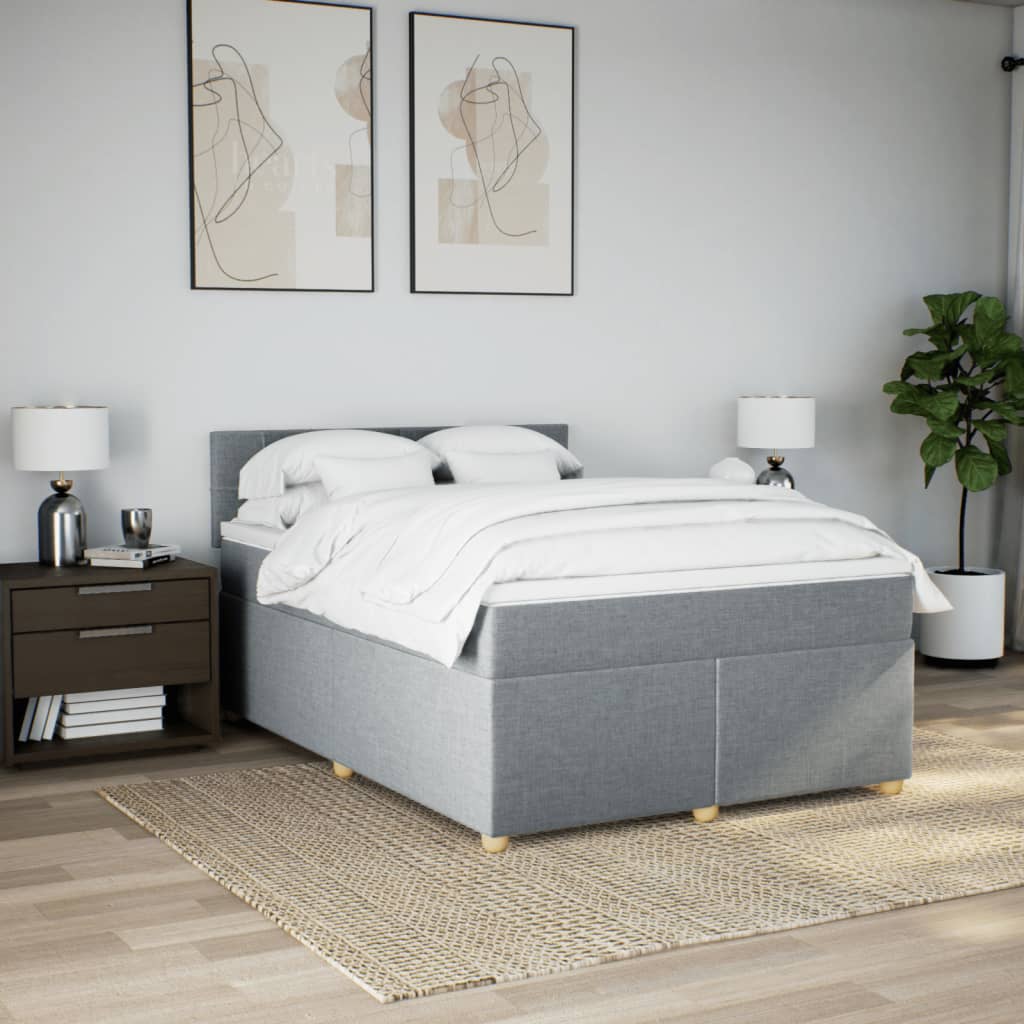 Boxspring met matras stof lichtgrijs 140x190 cm Bedden & bedframes | Creëer jouw Trendy Thuis | Gratis bezorgd & Retour | Trendy.nl