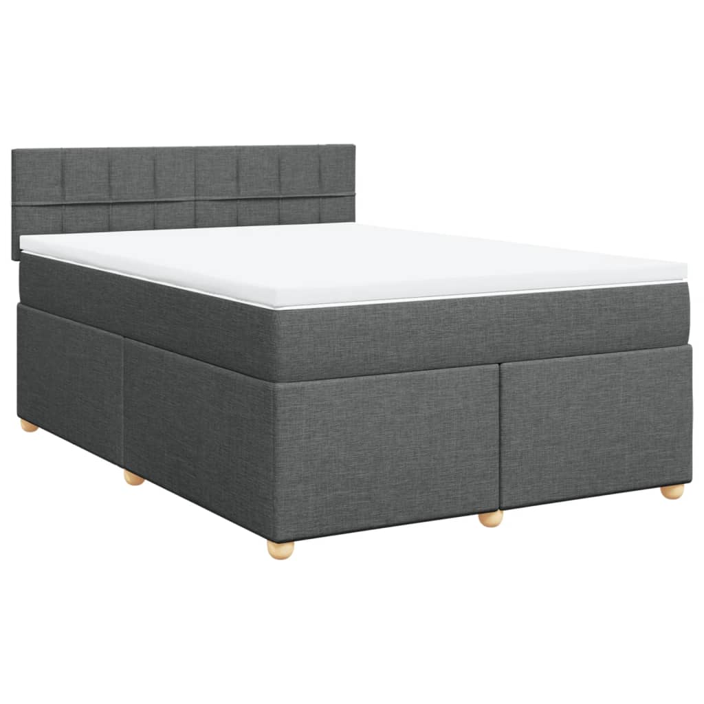 Boxspring met matras stof donkergrijs 140x190 cm Bedden & bedframes | Creëer jouw Trendy Thuis | Gratis bezorgd & Retour | Trendy.nl