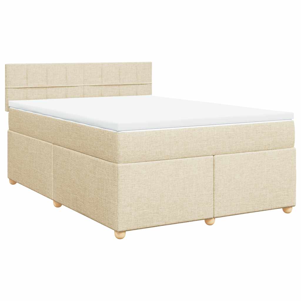 Boxspring met matras stof crèmekleurig 140x190 cm