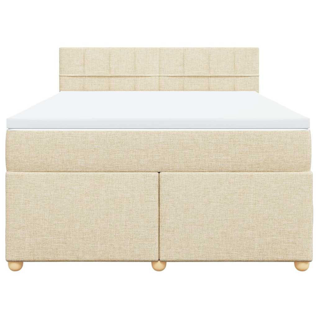 Boxspring met matras stof crèmekleurig 140x190 cm