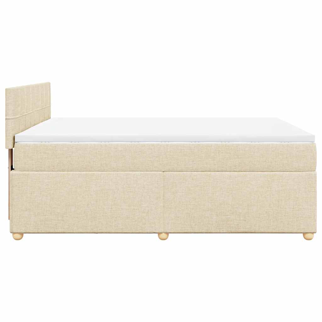 Boxspring met matras stof crèmekleurig 140x190 cm