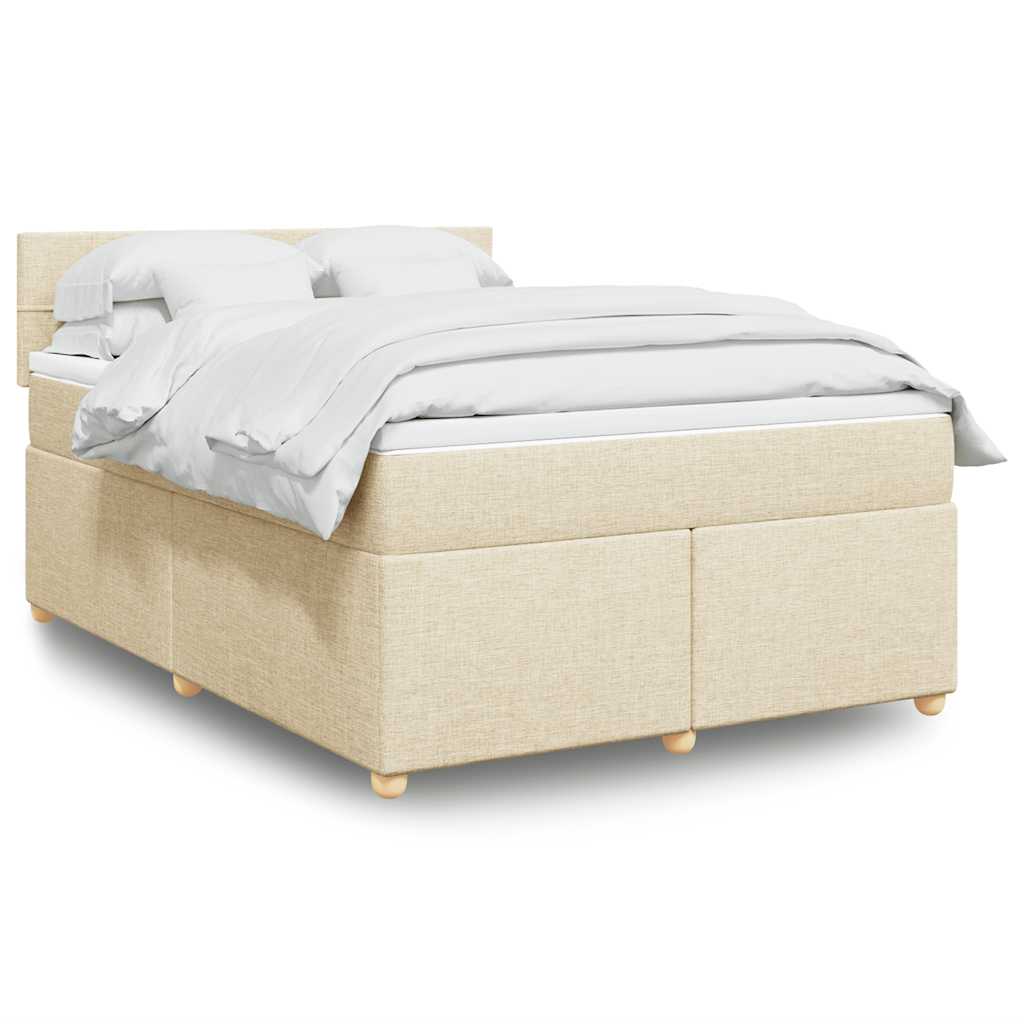 Boxspring met matras stof crèmekleurig 140x190 cm