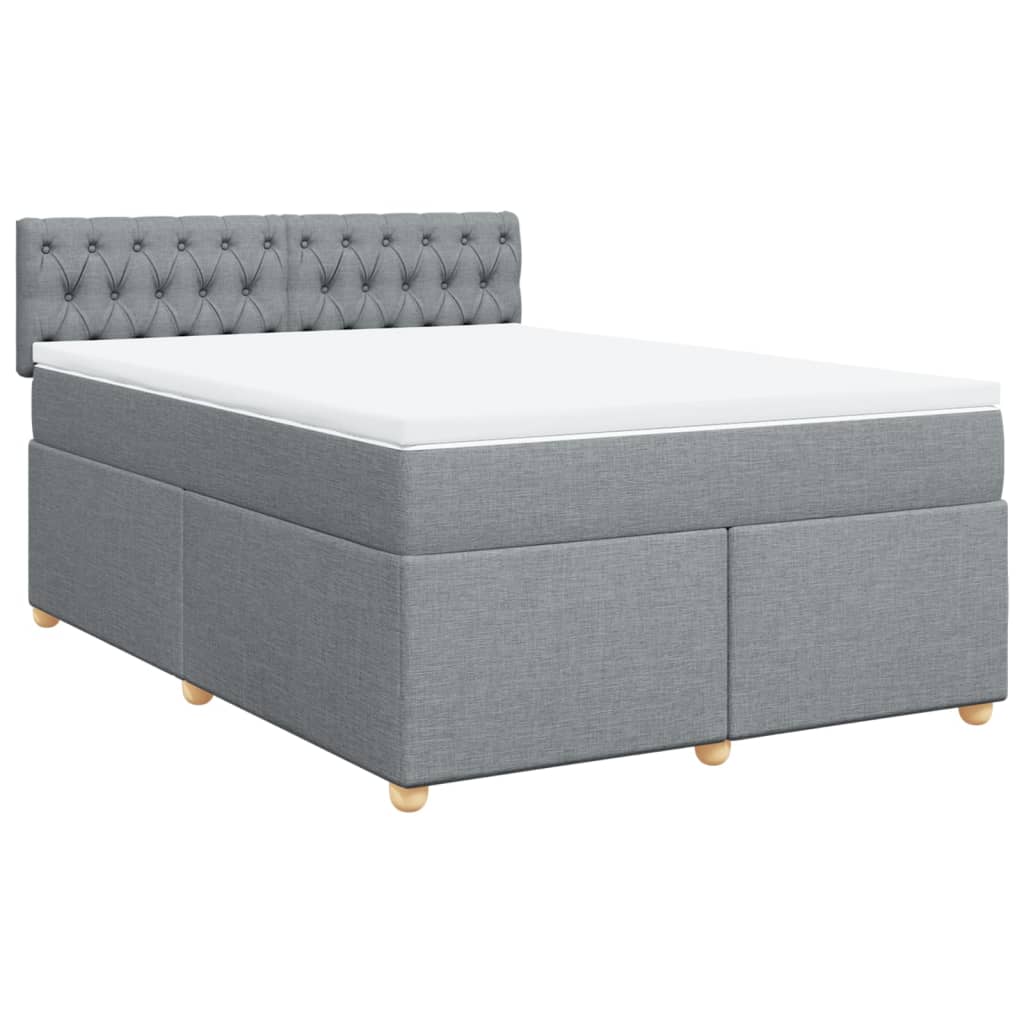 Boxspring met matras stof lichtgrijs 140x190 cm Bedden & bedframes | Creëer jouw Trendy Thuis | Gratis bezorgd & Retour | Trendy.nl