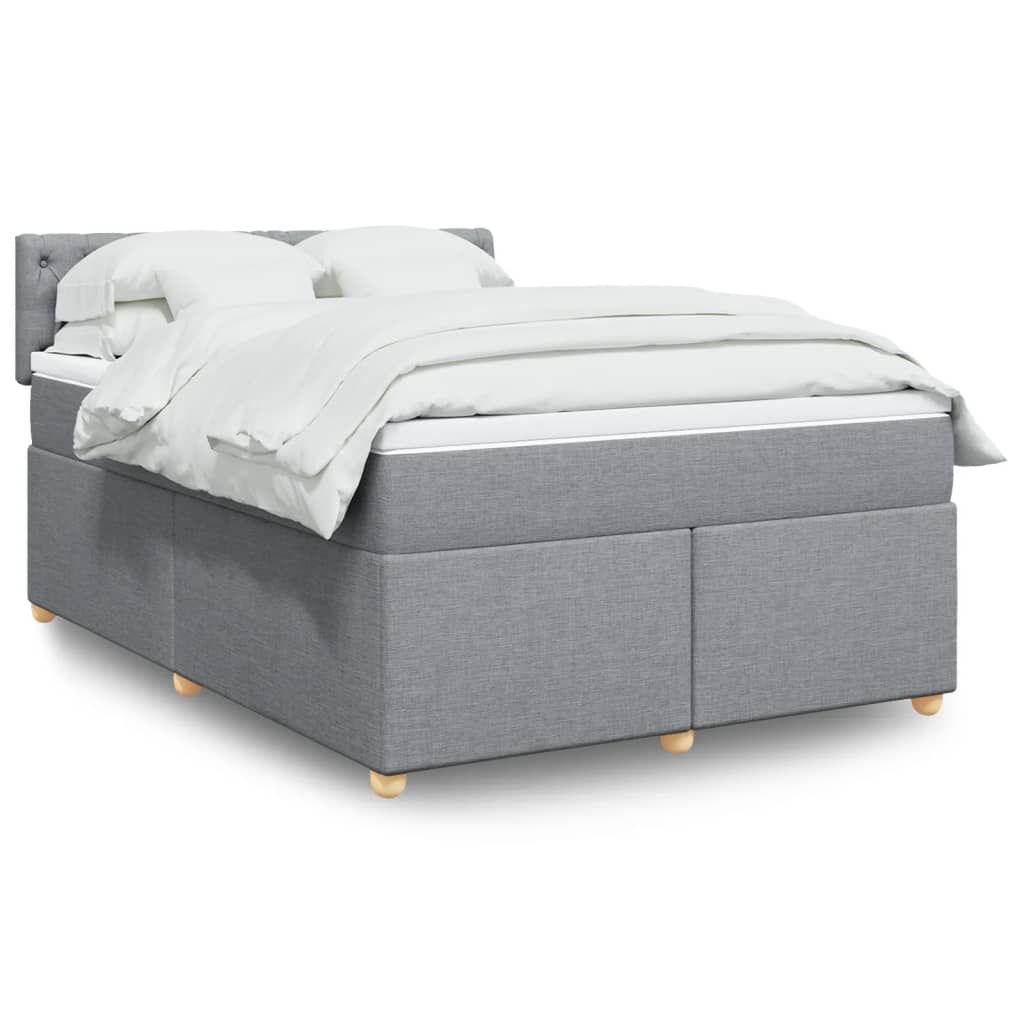 Boxspring met matras stof lichtgrijs 140x190 cm Bedden & bedframes | Creëer jouw Trendy Thuis | Gratis bezorgd & Retour | Trendy.nl