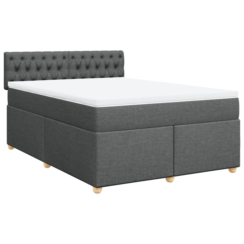 Boxspring met matras stof donkergrijs 140x190 cm Bedden & bedframes | Creëer jouw Trendy Thuis | Gratis bezorgd & Retour | Trendy.nl