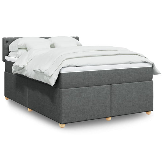 Boxspring met matras stof donkergrijs 140x190 cm Bedden & bedframes | Creëer jouw Trendy Thuis | Gratis bezorgd & Retour | Trendy.nl