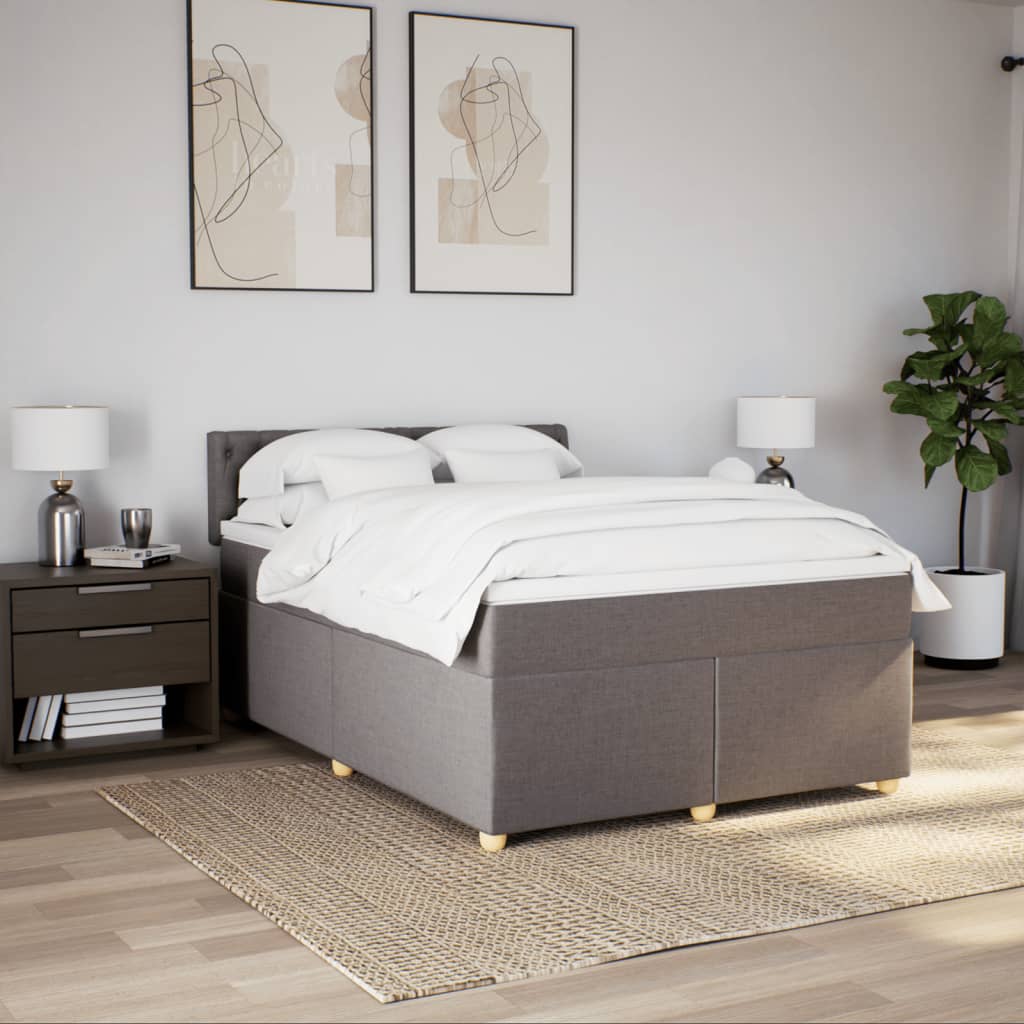 Boxspring met matras stof taupe 140x190 cm Bedden & bedframes | Creëer jouw Trendy Thuis | Gratis bezorgd & Retour | Trendy.nl