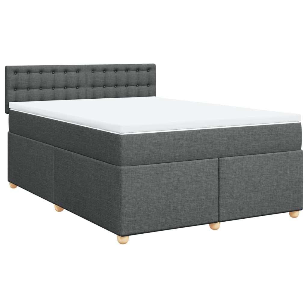 Boxspring met matras stof donkergrijs 140x190 cm Bedden & bedframes | Creëer jouw Trendy Thuis | Gratis bezorgd & Retour | Trendy.nl