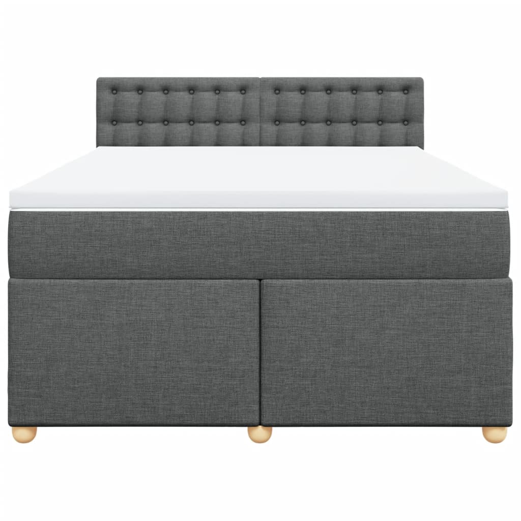 Boxspring met matras stof donkergrijs 140x190 cm Bedden & bedframes | Creëer jouw Trendy Thuis | Gratis bezorgd & Retour | Trendy.nl