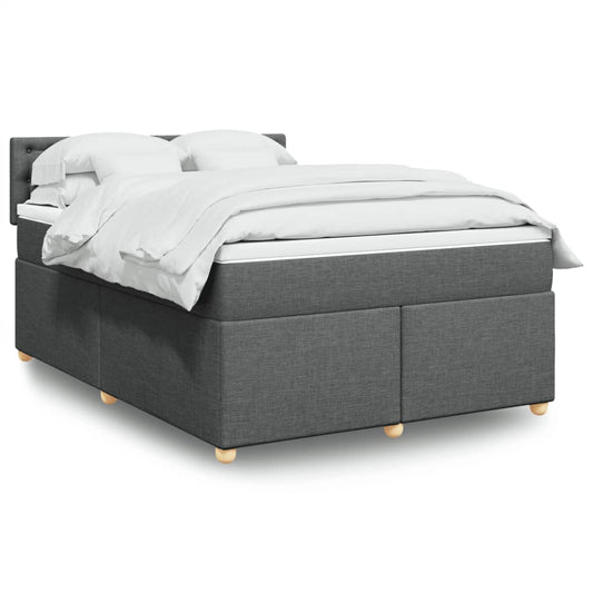 Boxspring met matras stof donkergrijs 140x190 cm Bedden & bedframes | Creëer jouw Trendy Thuis | Gratis bezorgd & Retour | Trendy.nl