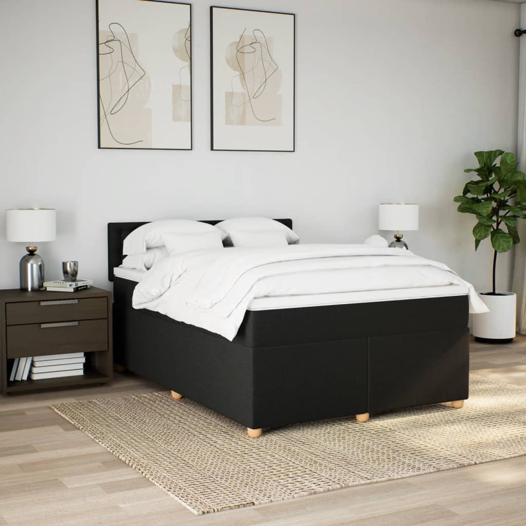 Boxspring met matras stof zwart 140x190 cm Bedden & bedframes | Creëer jouw Trendy Thuis | Gratis bezorgd & Retour | Trendy.nl