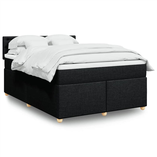 Boxspring met matras stof zwart 140x190 cm Bedden & bedframes | Creëer jouw Trendy Thuis | Gratis bezorgd & Retour | Trendy.nl