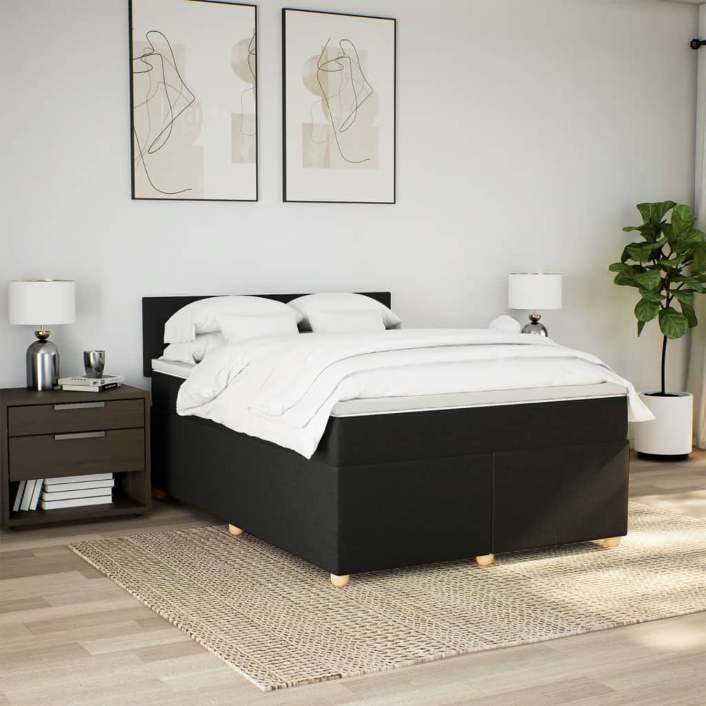 Boxspring met matras stof zwart 140x200 cm Bedden & bedframes | Creëer jouw Trendy Thuis | Gratis bezorgd & Retour | Trendy.nl