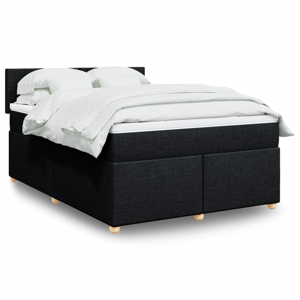 Boxspring met matras stof zwart 140x200 cm Bedden & bedframes | Creëer jouw Trendy Thuis | Gratis bezorgd & Retour | Trendy.nl