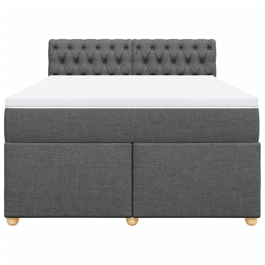 Boxspring met matras stof donkergrijs 140x200 cm Bedden & bedframes | Creëer jouw Trendy Thuis | Gratis bezorgd & Retour | Trendy.nl