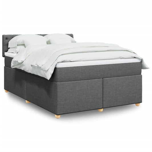 Boxspring met matras stof donkergrijs 140x200 cm Bedden & bedframes | Creëer jouw Trendy Thuis | Gratis bezorgd & Retour | Trendy.nl