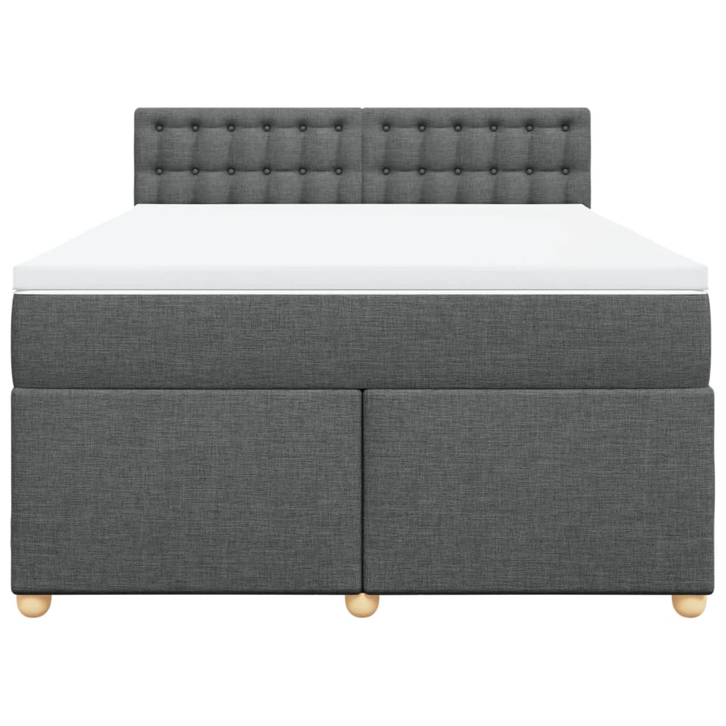 Boxspring met matras stof donkergrijs 140x200 cm Bedden & bedframes | Creëer jouw Trendy Thuis | Gratis bezorgd & Retour | Trendy.nl