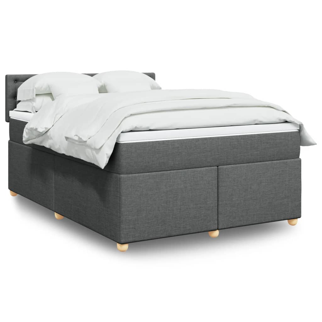 Boxspring met matras stof donkergrijs 140x200 cm Bedden & bedframes | Creëer jouw Trendy Thuis | Gratis bezorgd & Retour | Trendy.nl