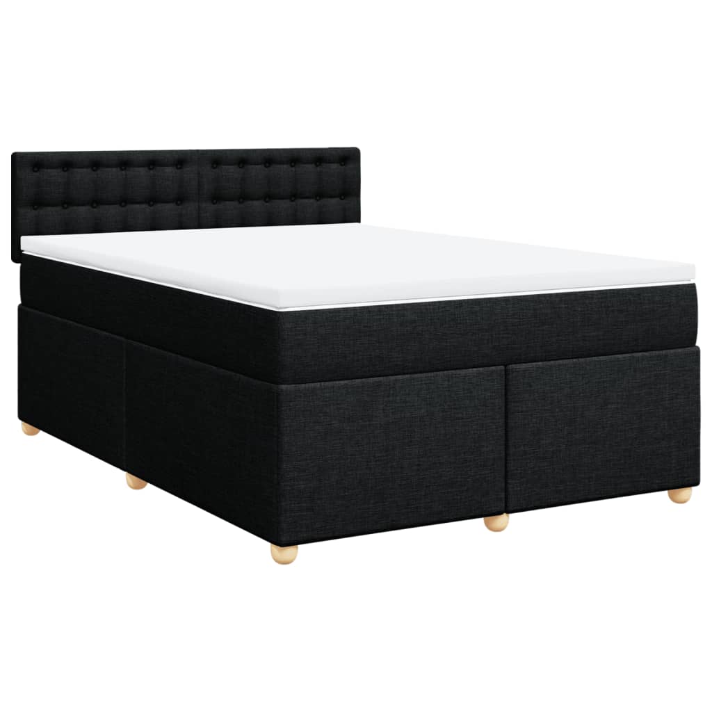 Boxspring met matras stof zwart 140x200 cm Bedden & bedframes | Creëer jouw Trendy Thuis | Gratis bezorgd & Retour | Trendy.nl