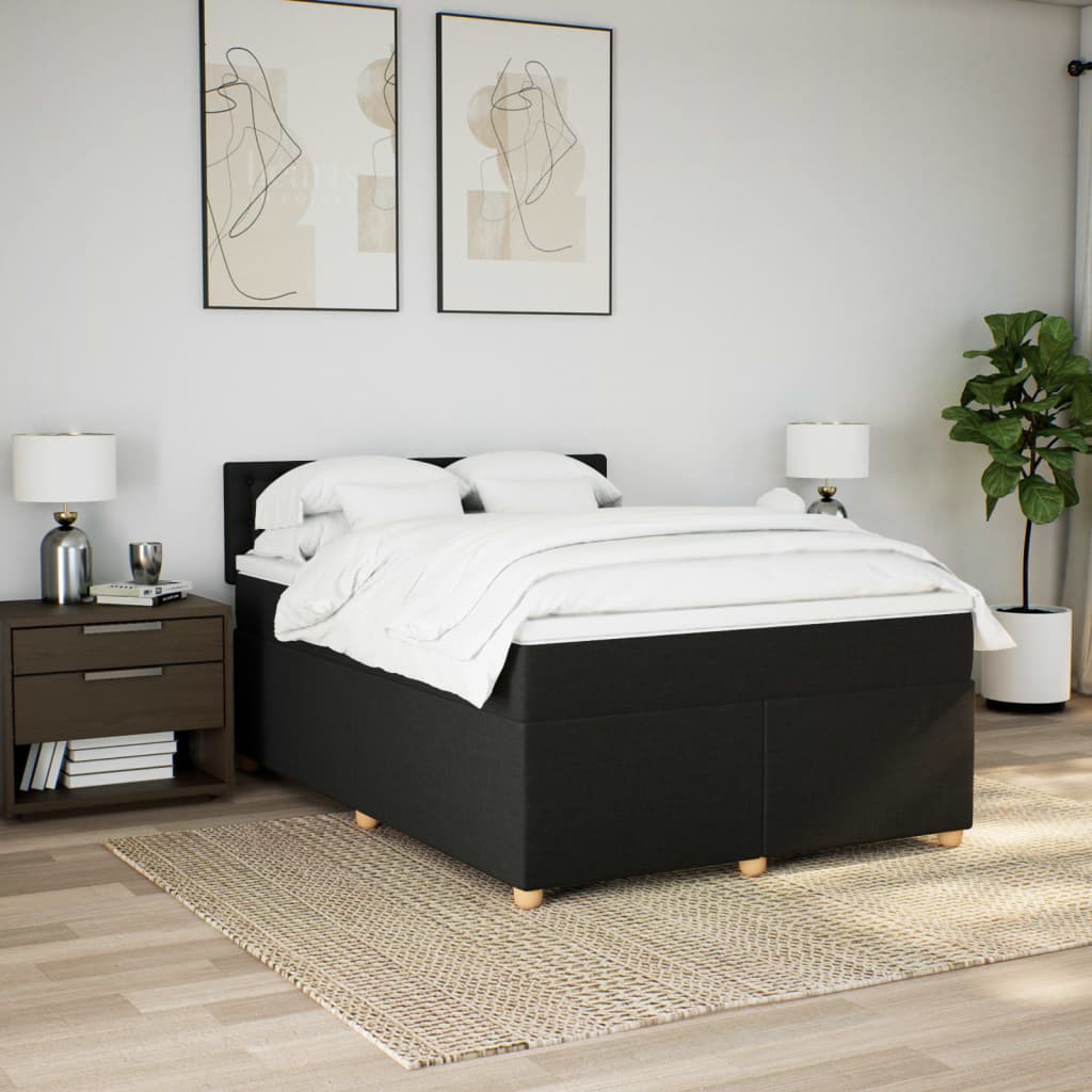 Boxspring met matras stof zwart 140x200 cm Bedden & bedframes | Creëer jouw Trendy Thuis | Gratis bezorgd & Retour | Trendy.nl