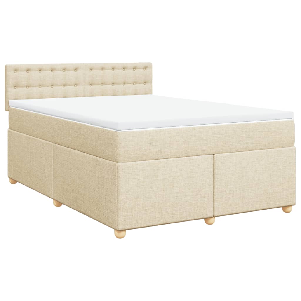 Boxspring met matras stof crèmekleurig 140x200 cm Bedden & bedframes | Creëer jouw Trendy Thuis | Gratis bezorgd & Retour | Trendy.nl