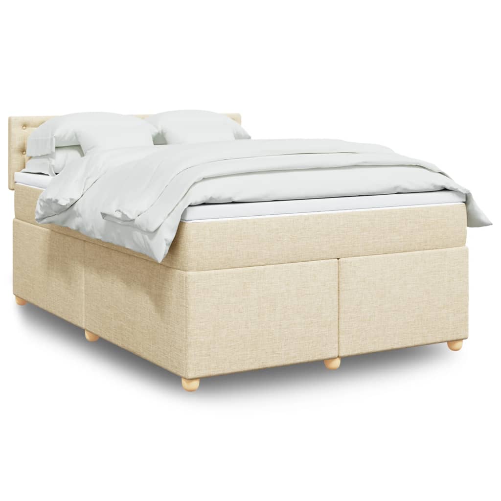 Boxspring met matras stof crèmekleurig 140x200 cm Bedden & bedframes | Creëer jouw Trendy Thuis | Gratis bezorgd & Retour | Trendy.nl