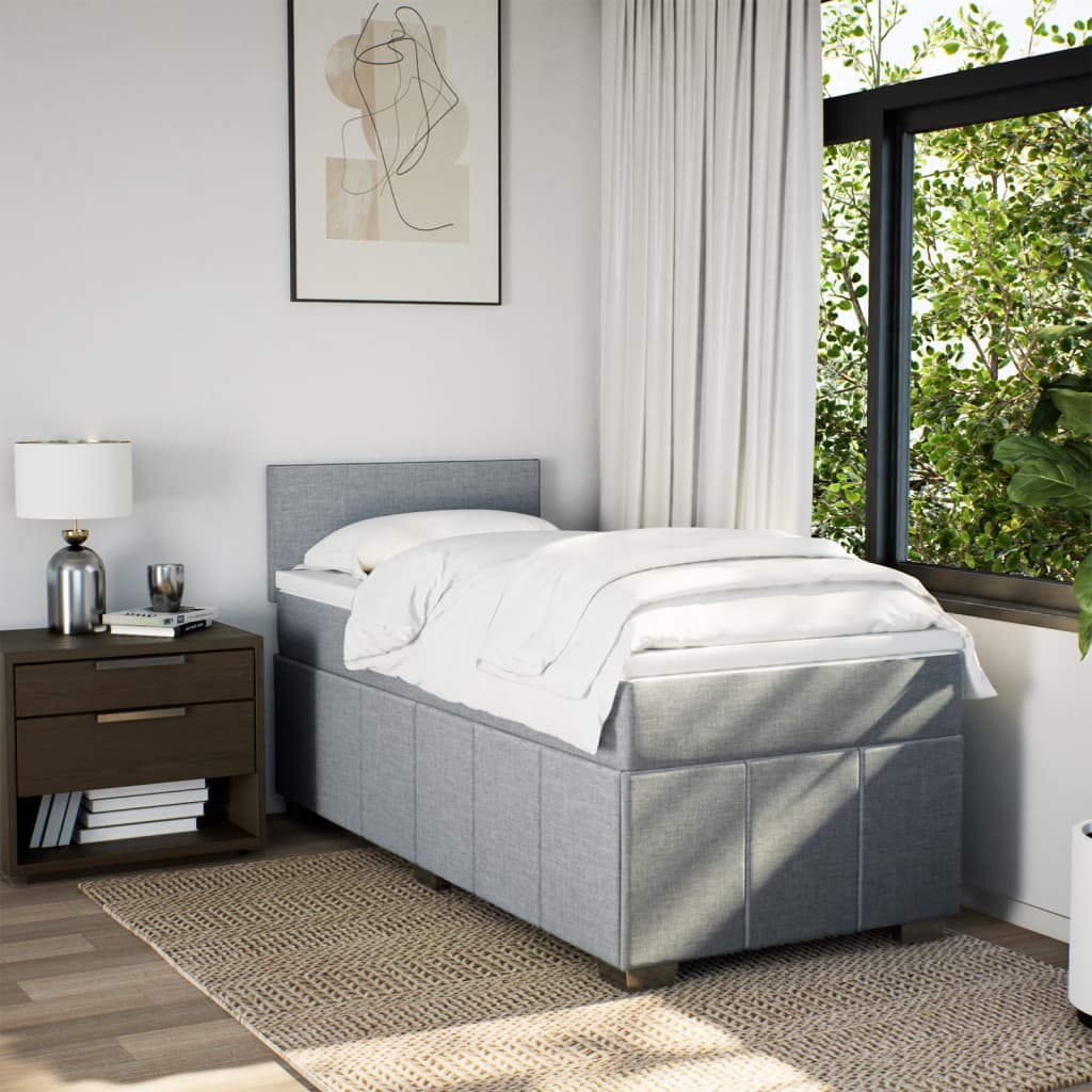 Boxspring met matras stof lichtgrijs 90x190 cm Bedden & bedframes | Creëer jouw Trendy Thuis | Gratis bezorgd & Retour | Trendy.nl